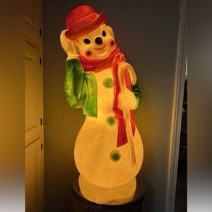 Hobo Snowman Blow Mold Vintage 34" Clown Frosty Cane